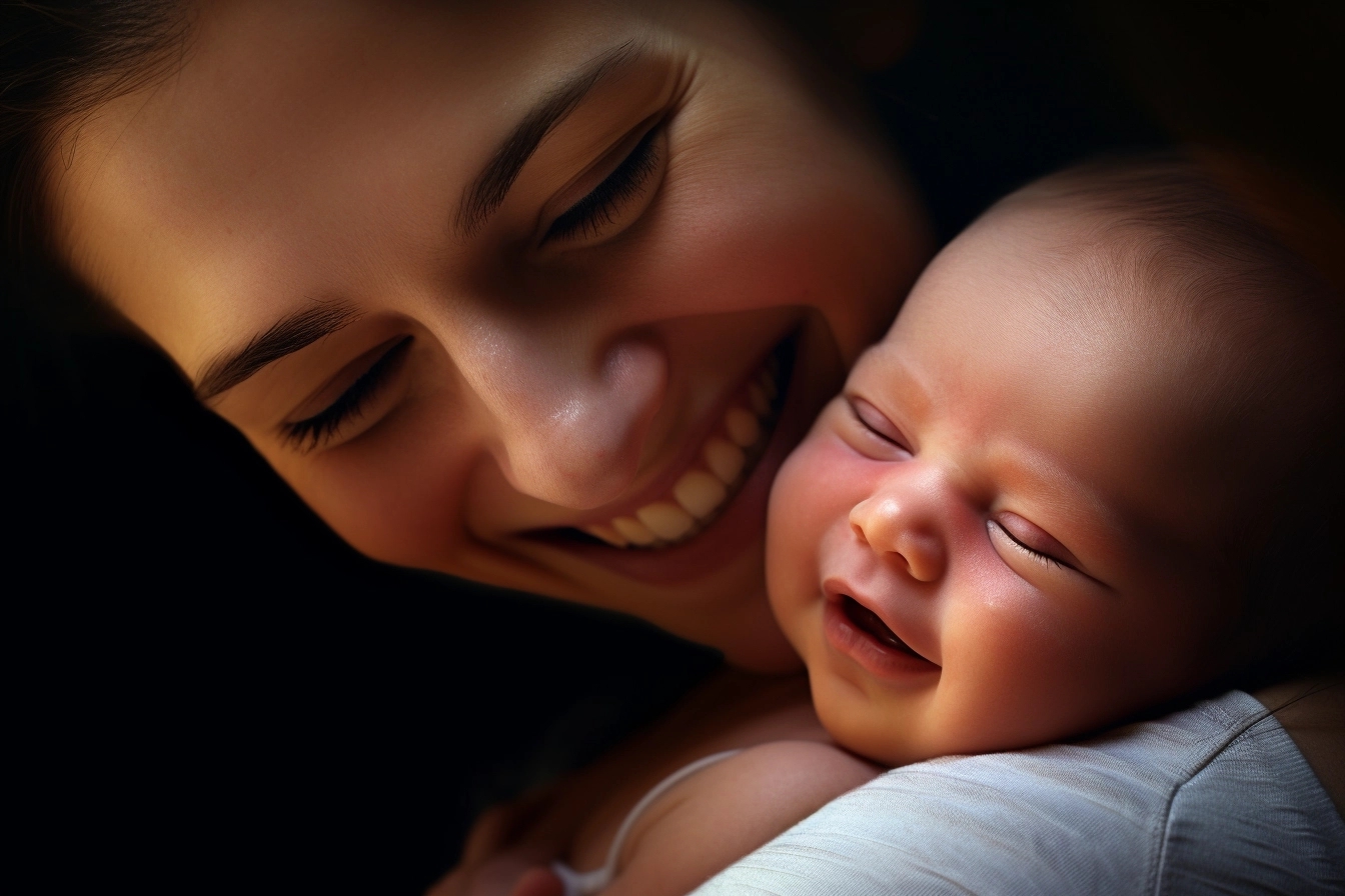 Mother and baby smiling